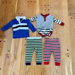 Collection of baby tops and pants. 3-6 months